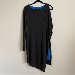 BCBGMaxAzria Black and Blue Asymmetrical Dress
